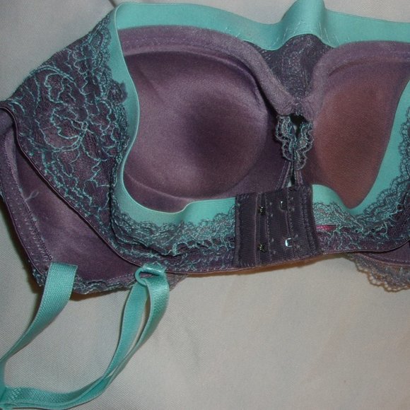 NEW size 32 B 32B womens padded bra push up gray blue thirty two - Picture 5 of 6